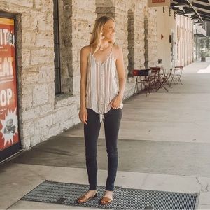 Cute striped tank top with knot tie